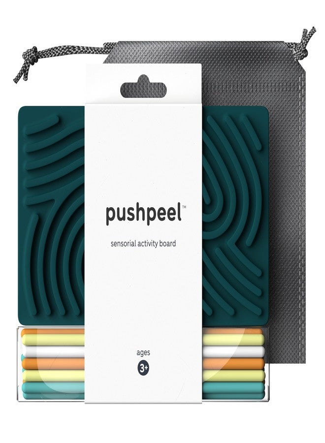 Pushpeel Sensory Activity Board: Silicone Fidget Toy for Calming, Stress, Anxiety, ADHD & Autism | Silent, No Mess | Kids 3+ & Adults | Includes Portable Travel Bag & 11 Strings - Image 1